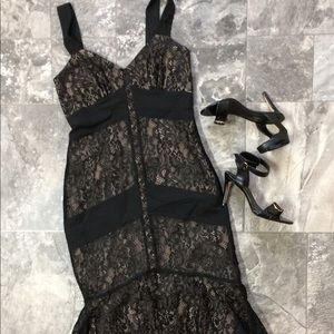 LOFT Black Lace Mermaid-Style Dress